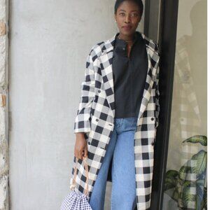 Loup Hannah Trench in Navy Gingham Plaid XS